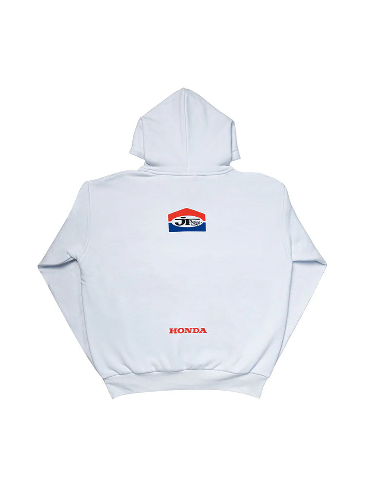 sweat capuche moto JT Racing Honda blanc