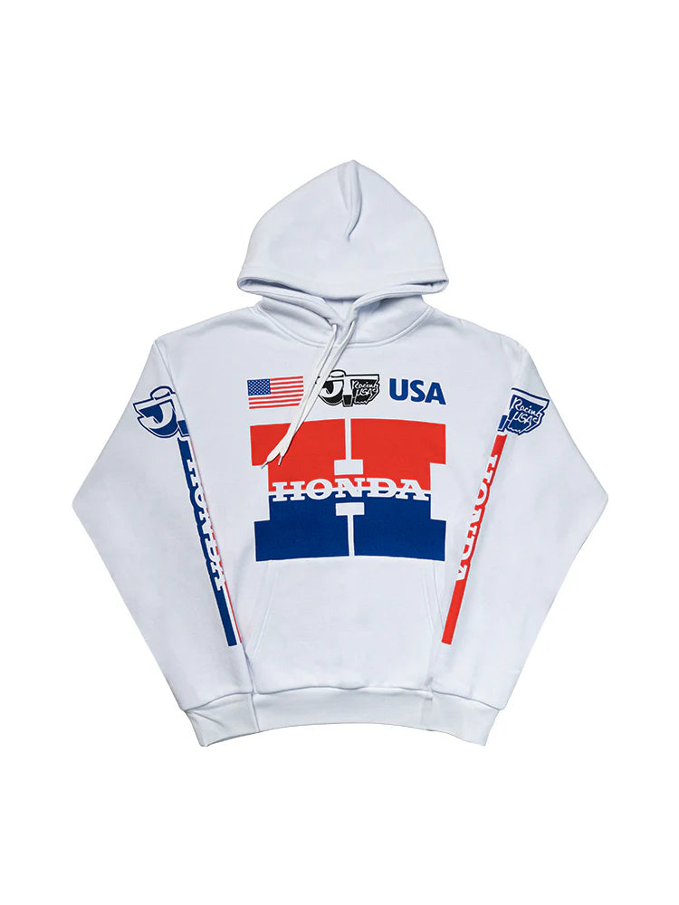 sweat capuche moto JT Racing Honda blanc