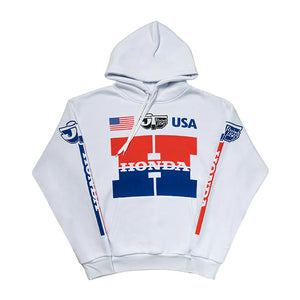 sweat capuche moto JT Racing Honda blanc