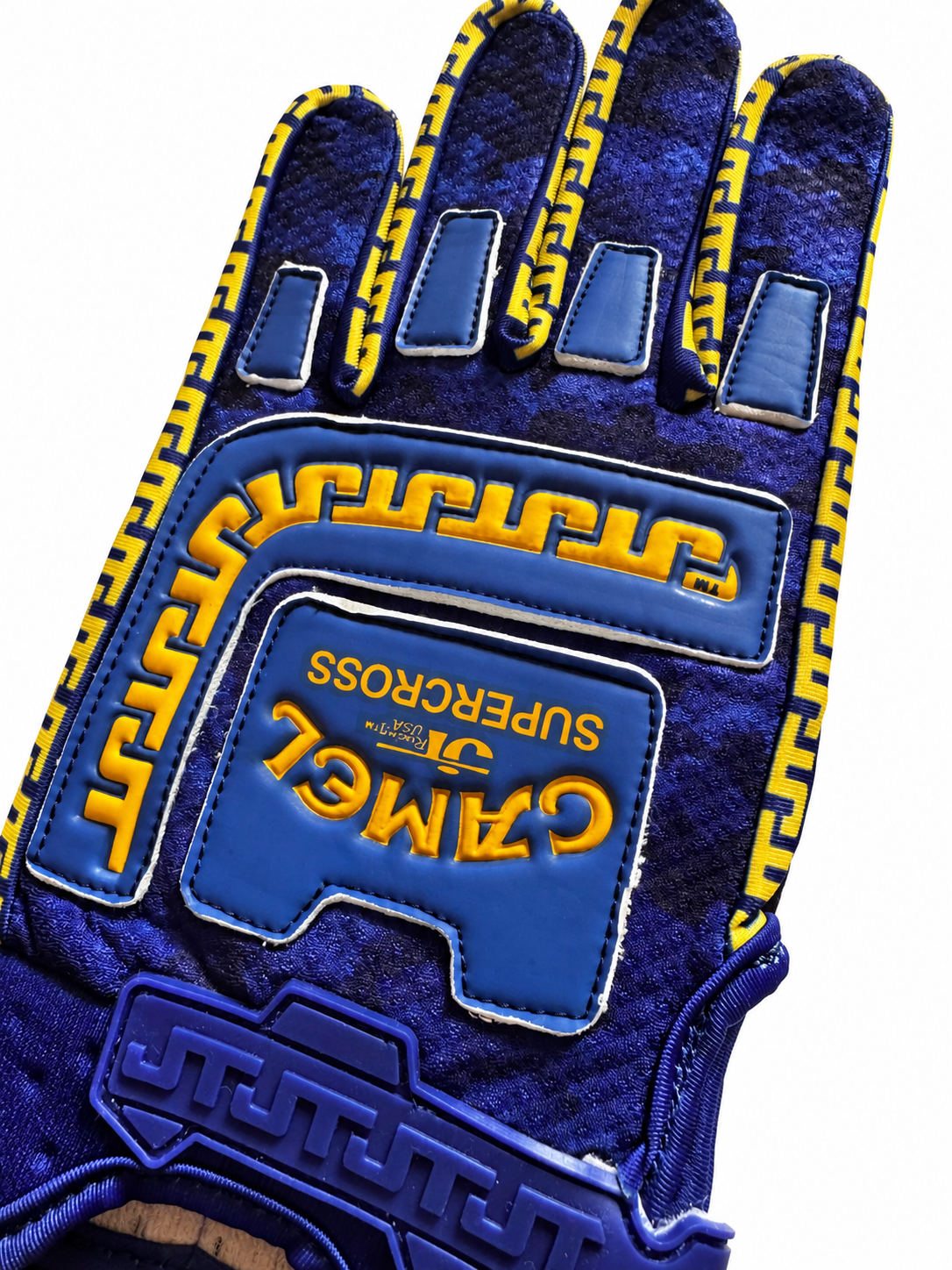 Gants LIFE-LINE CAMEL JT Racing Bleu – détail dessus de la main