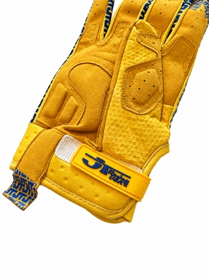Gants LIFE-LINE CAMEL Jaune – détail paume et fermeture poignet