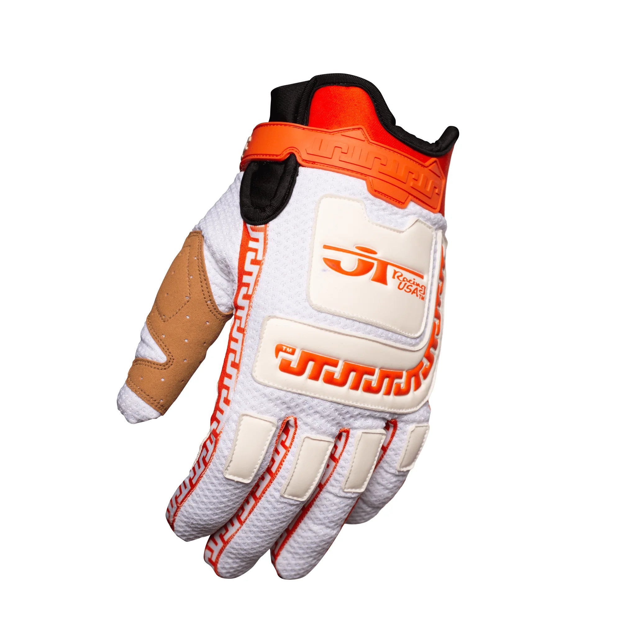 Gants LIFE-LINE JT Racing - Blanc / orange